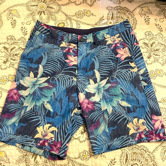 Tommy Bahama Hybrid Shorts Size 30 Ocean Deep Blue Cayman Laredo Blooms 9" Insea - Picture 7 of 9